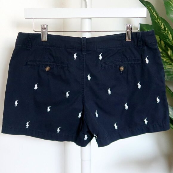 Polo Ralph Lauren Navy & White Pony Embroidery Cotton Summer Chino Shorts Size 4 - Picture 3 of 10